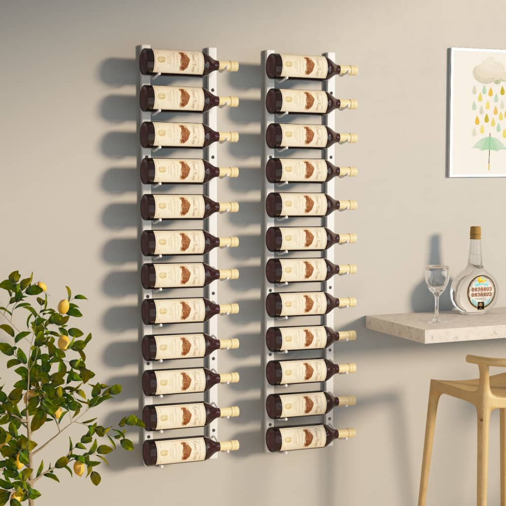 Wall wine rack for 12 bottles 2 pcs. White iron