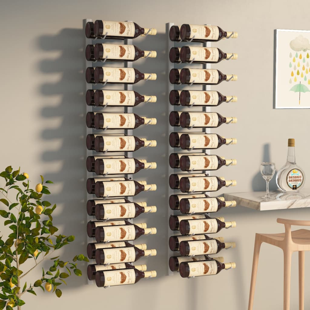 Wall wine rack for 24 bottles 2 pieces. White iron
