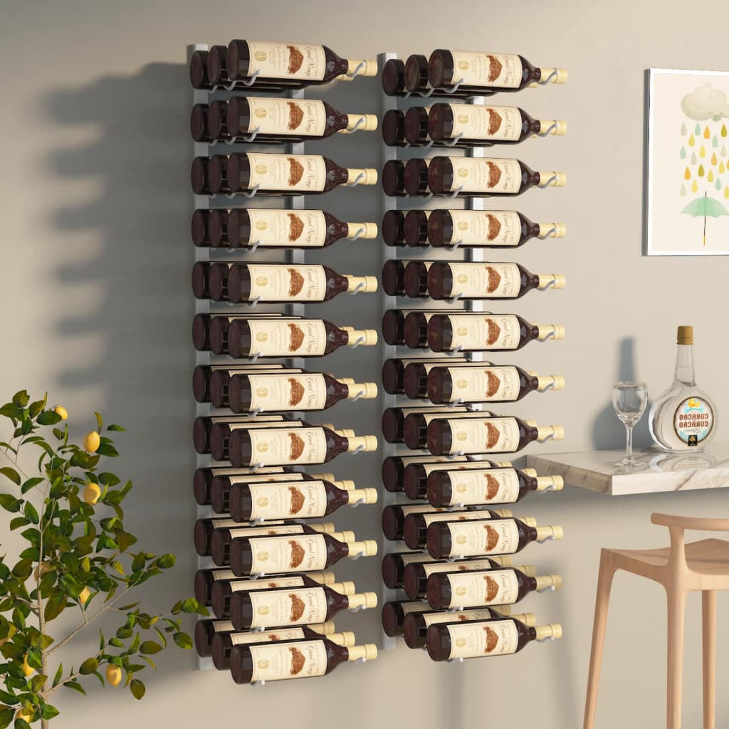 Wall wine rack for 36 bottles 2 pieces. White iron