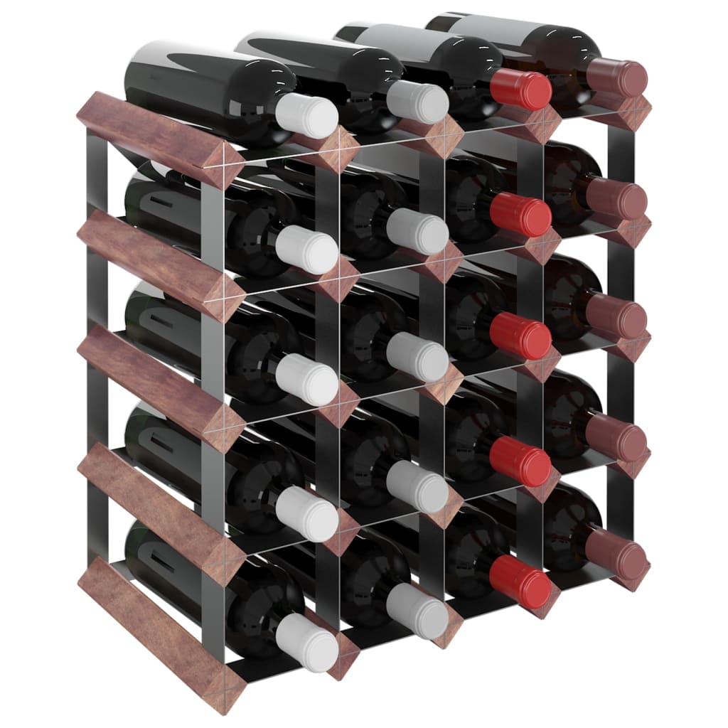 Wine rack for 20 bottles brown solid pine wood