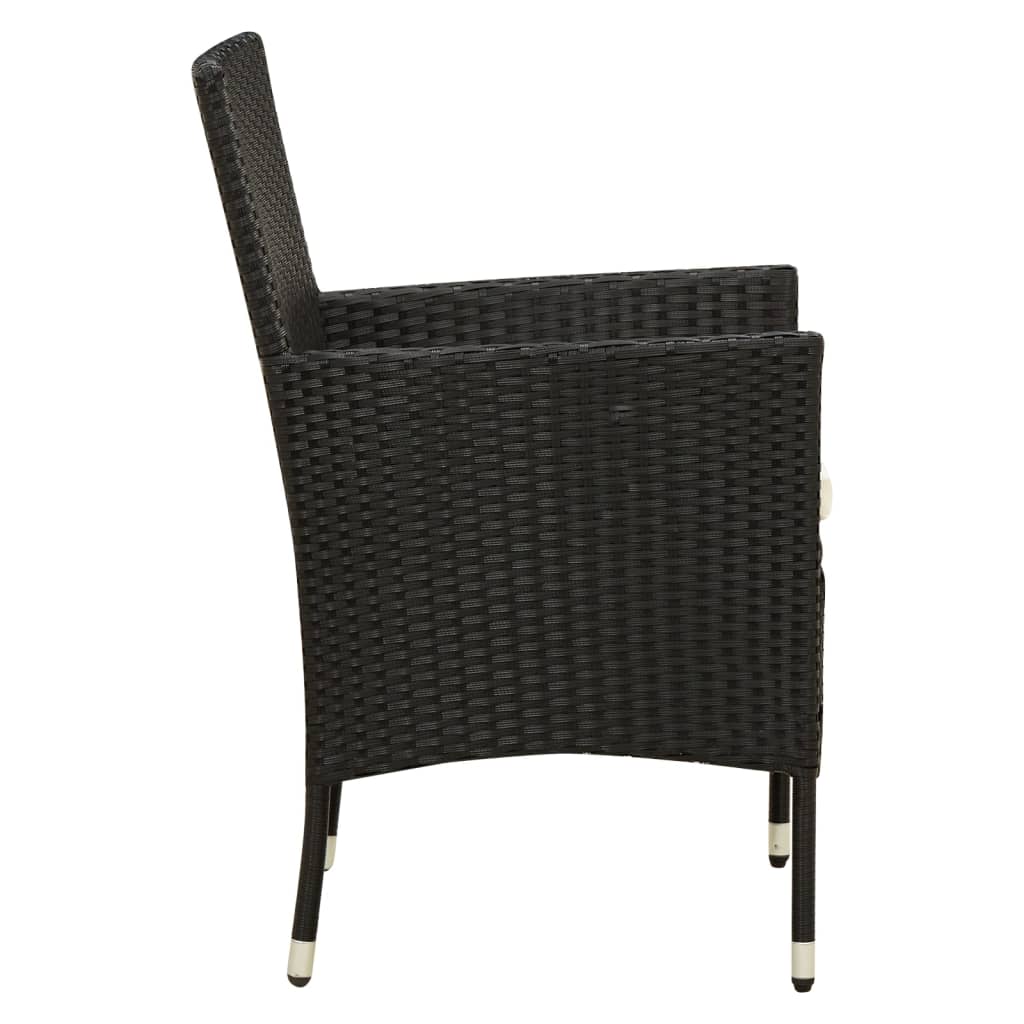 5 pcs. Garden dining group with cushions poly rattan black