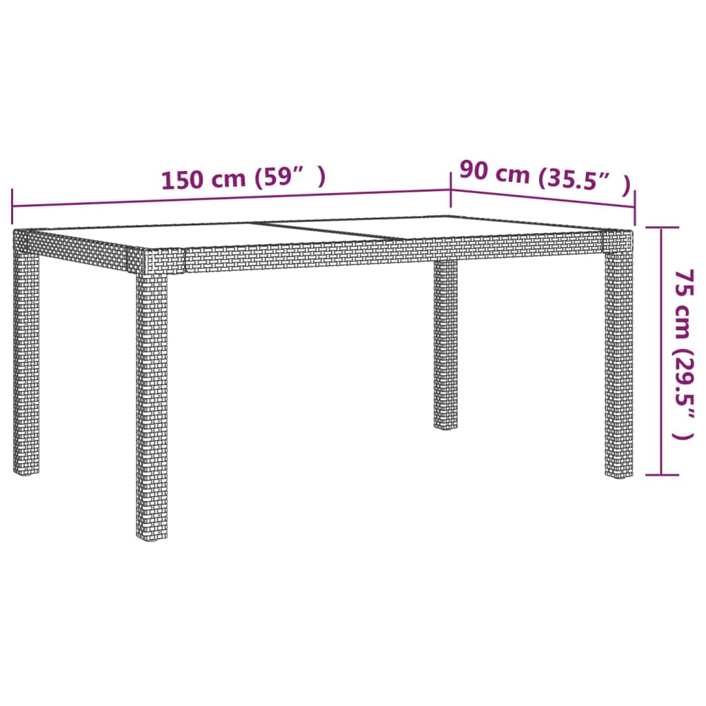 5-tlg. Garten-Essgruppe mit Auflagen Poly Rattan Grau