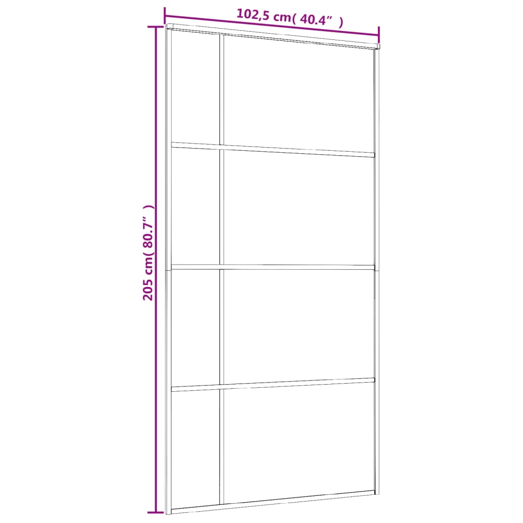 Sliding door ESG glass and matt aluminum 102.5x205 cm black