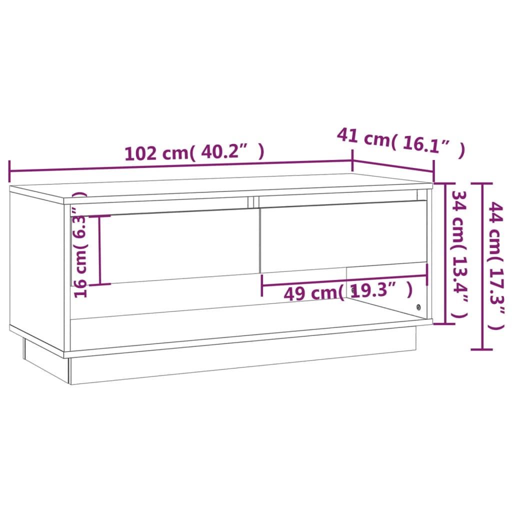 TV-Schrank Weiß 102x41x44 cm Holzwerkstoff