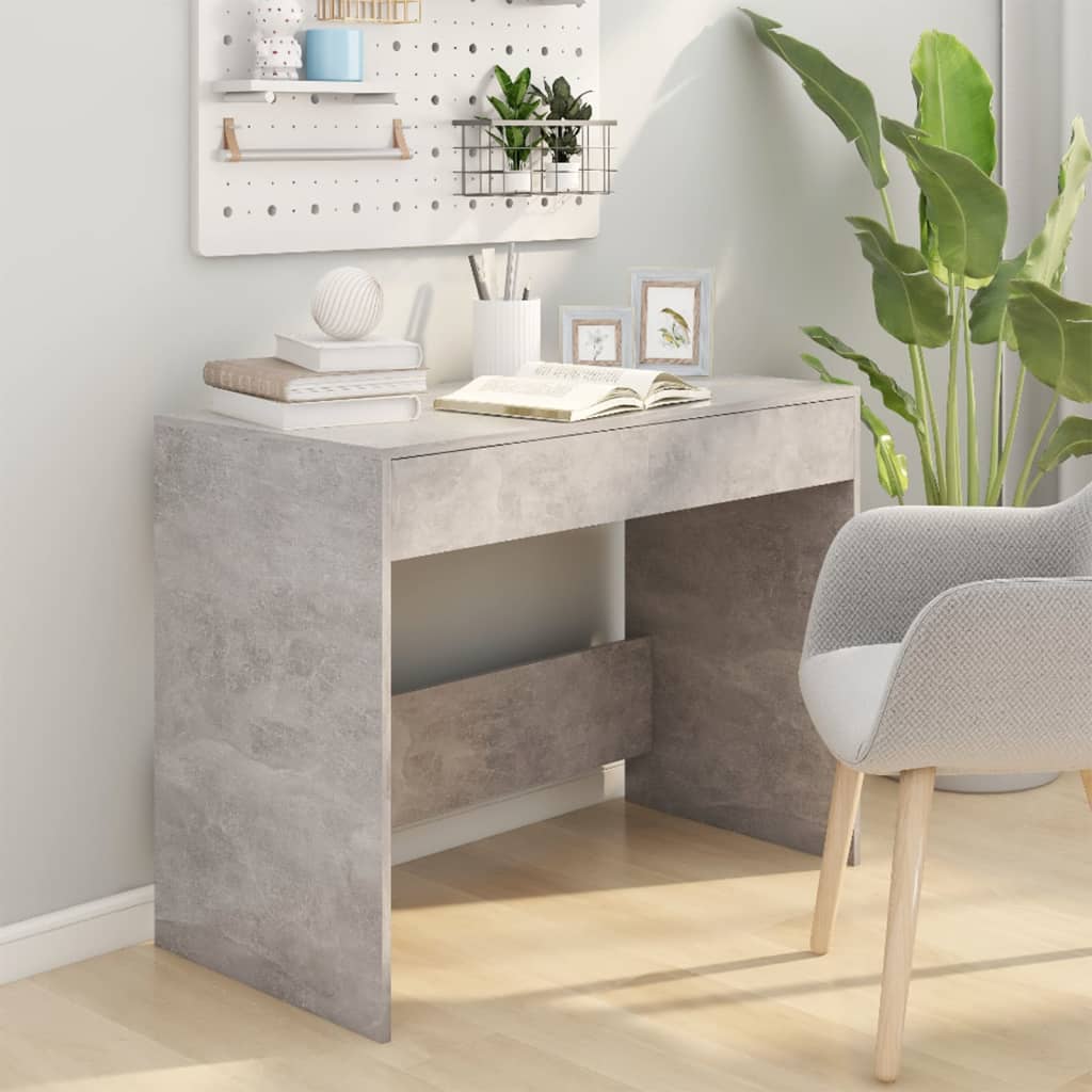 Desk concrete gray 101x50x76.5 cm made of wood