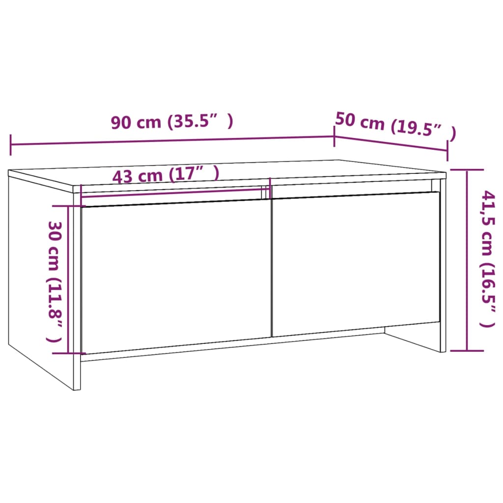 Couchtisch Weiß 90x50x41,5 cm Holzwerkstoff