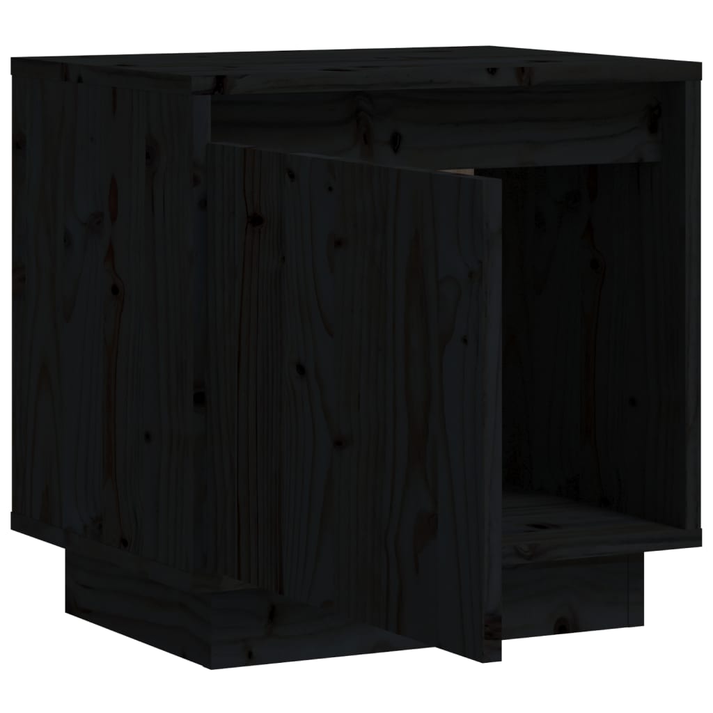 Nachttisch Schwarz 40x30x40 cm Massivholz Kiefer
