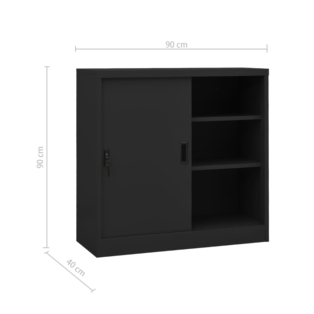 Cabinet with sliding doors &amp; plant box anthracite steel