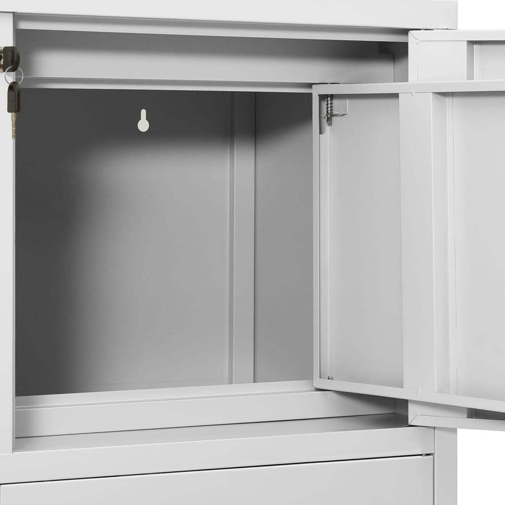 Büroschrank mit Pflanzkasten Hellgrau 90x40x125 cm Stahl
