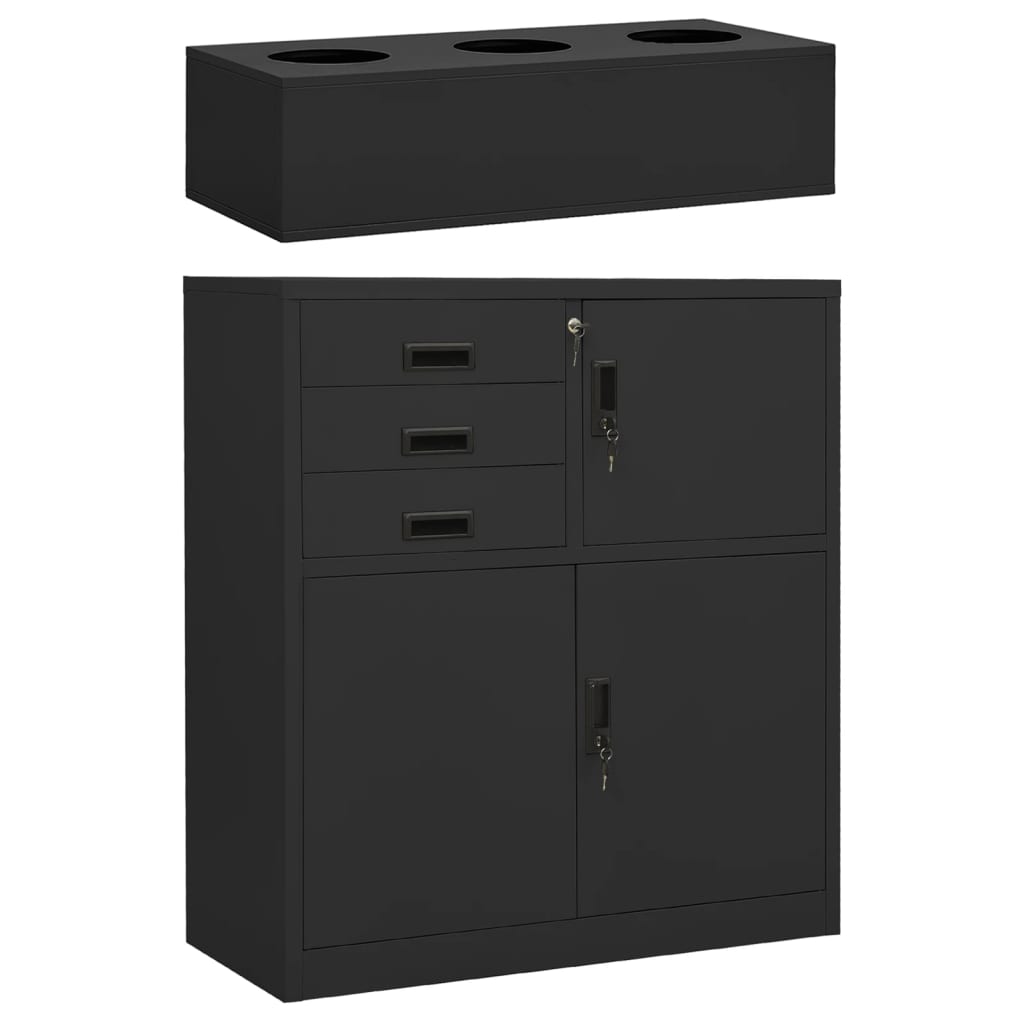 Office cabinet with plant box anthracite 90x40x125 cm steel