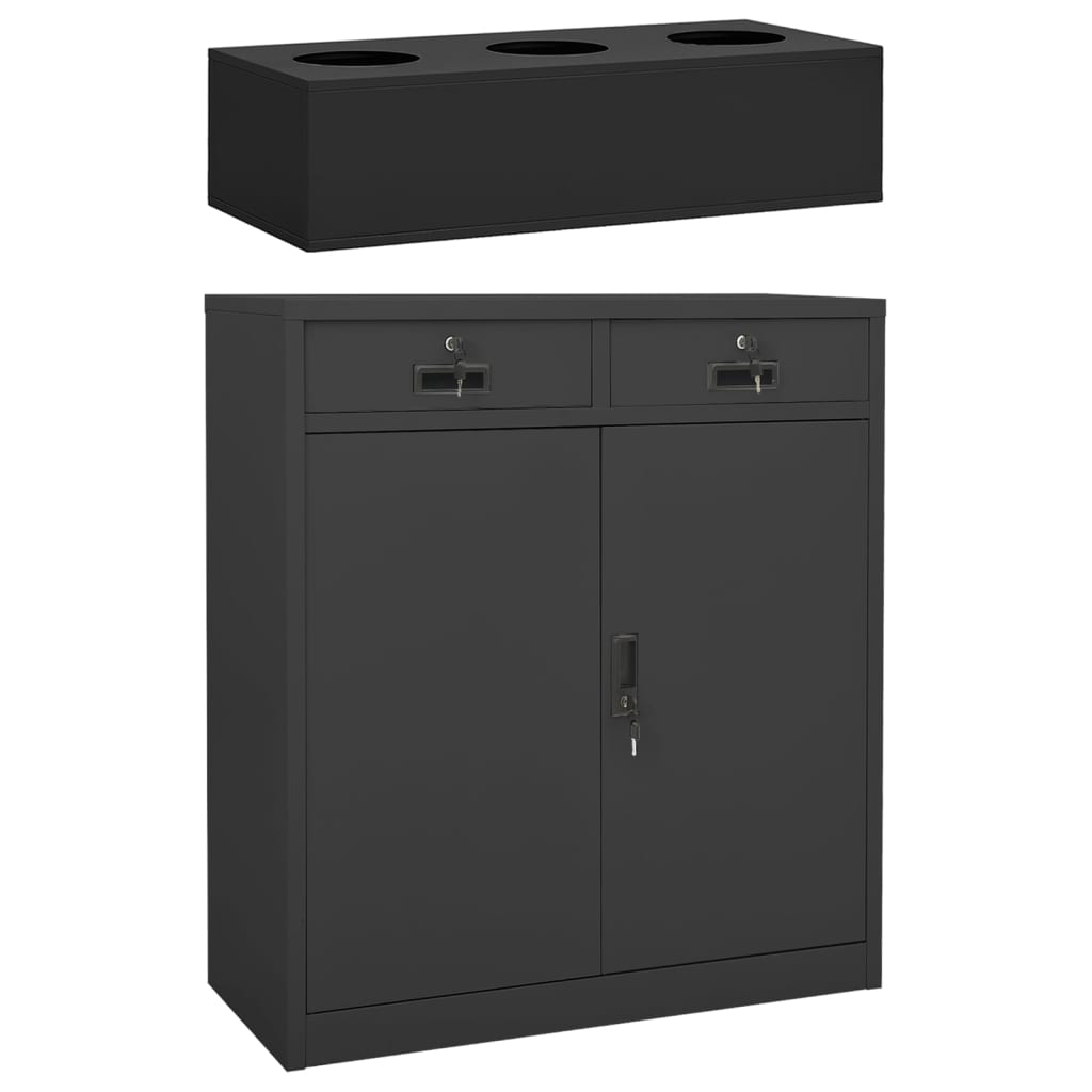 Office cabinet with plant box anthracite 90x40x125 cm steel