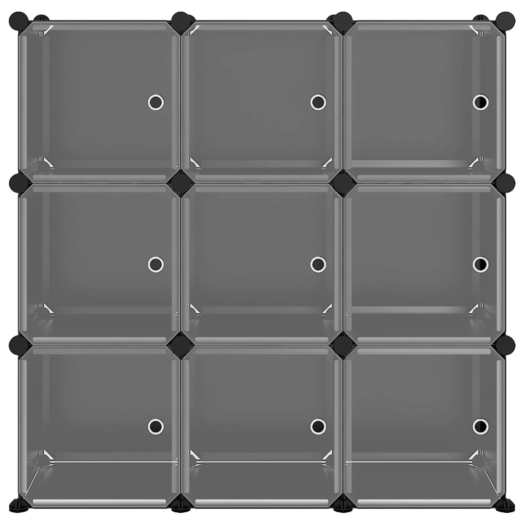 Regalsystem mit 9 Würfeln und Türen Schwarz PP