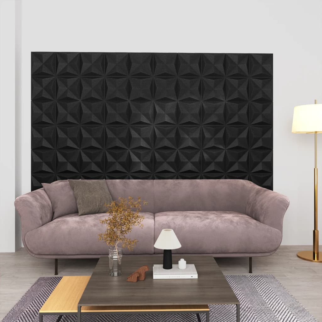 3D wall panels 48 pieces 50x50 cm Origami Black 12 m²