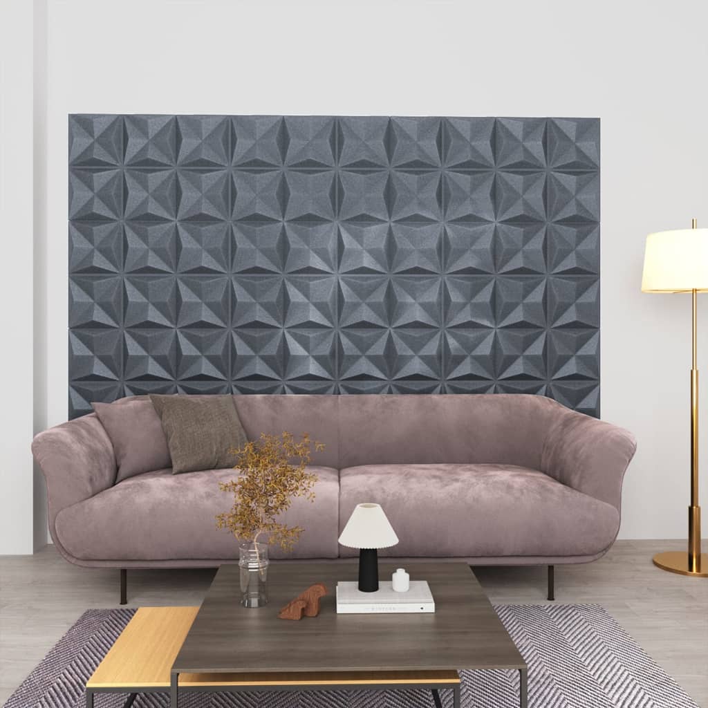 3D wall panels 12 pieces 50x50 cm Origami Gray 3 m²