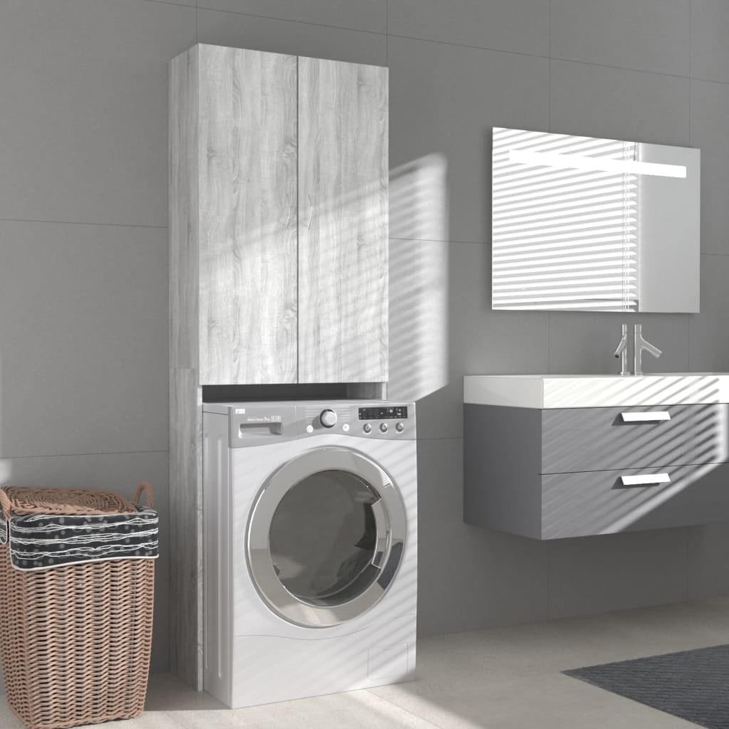 Washing machine cabinet Gray Sonoma 64x25.5x190 cm