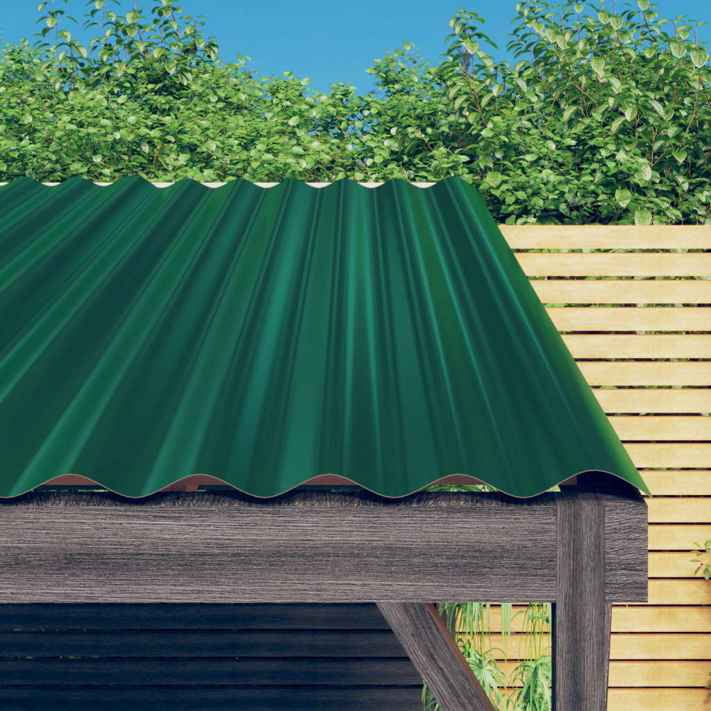 Roof panels 12 pcs. Powder-coated steel green 100x36 cm