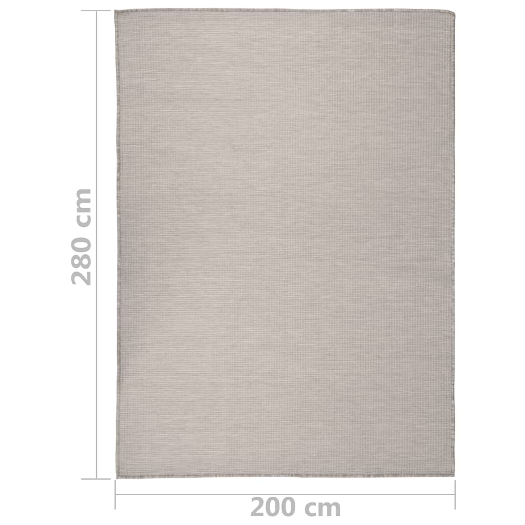 Outdoor carpet flat weave 200x280 cm taupe