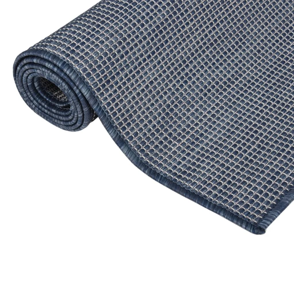 Outdoor carpet flat weave 80x150 cm blue