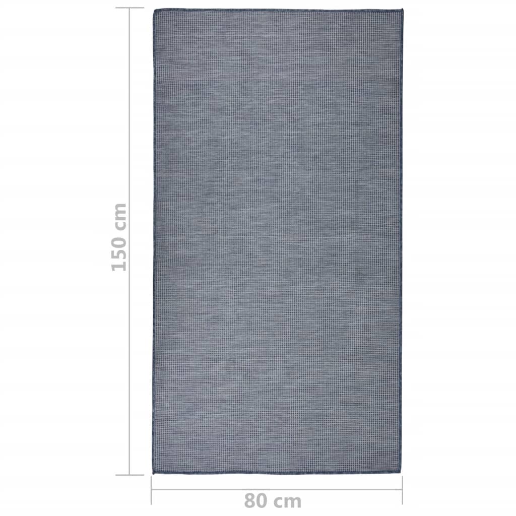 Outdoor carpet flat weave 80x150 cm blue