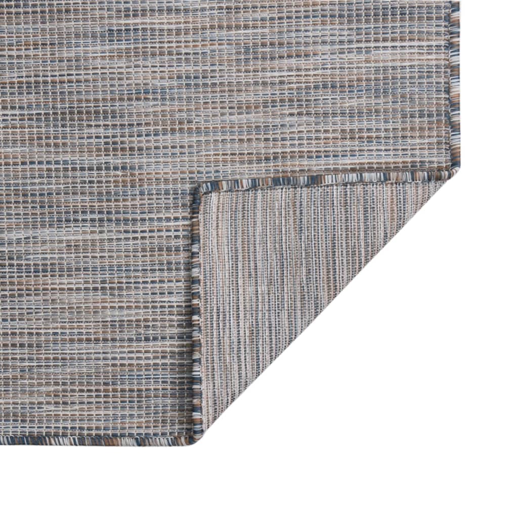 Outdoor rug flat weave 80x150 cm brown and black