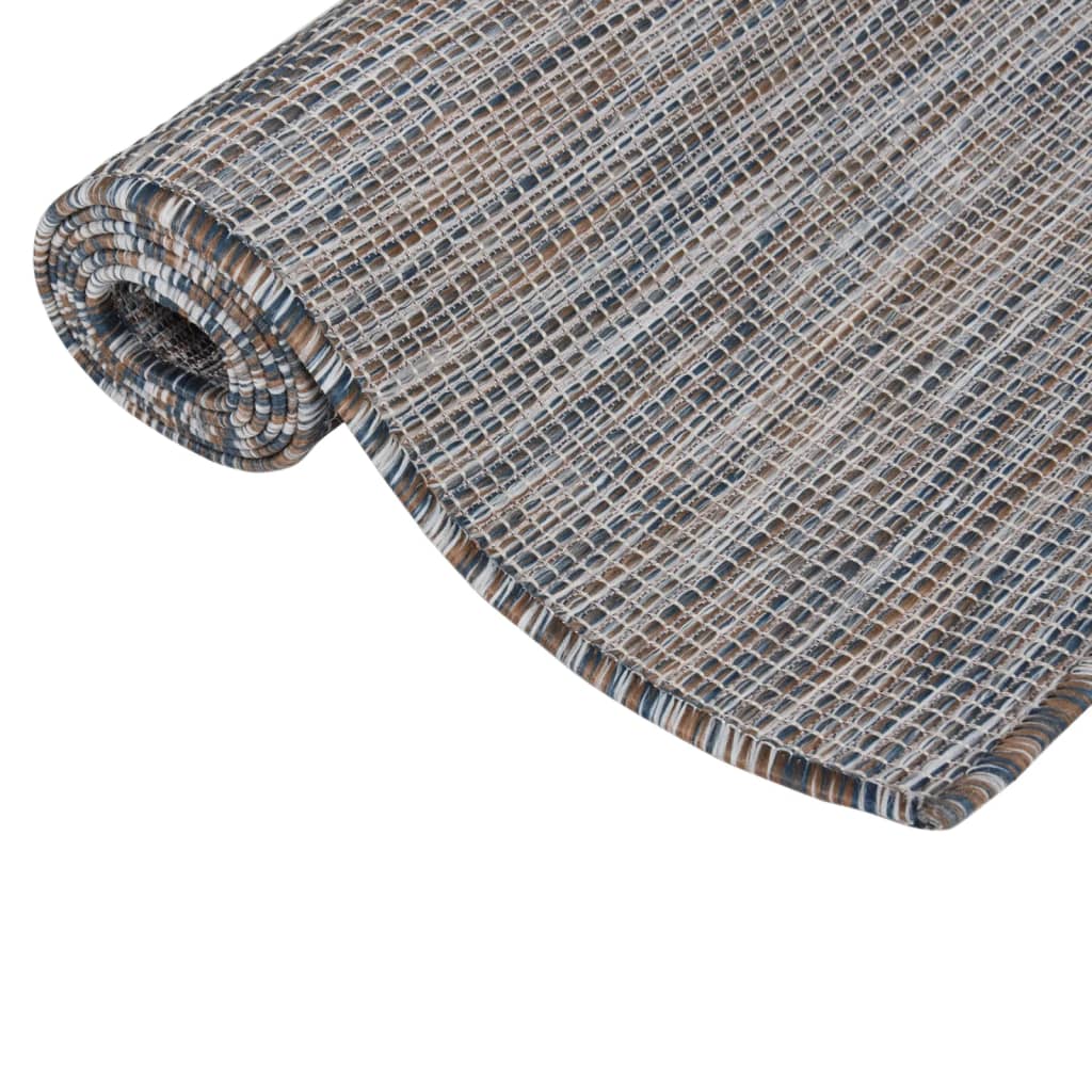Outdoor carpet flat weave 100x200 cm brown and black