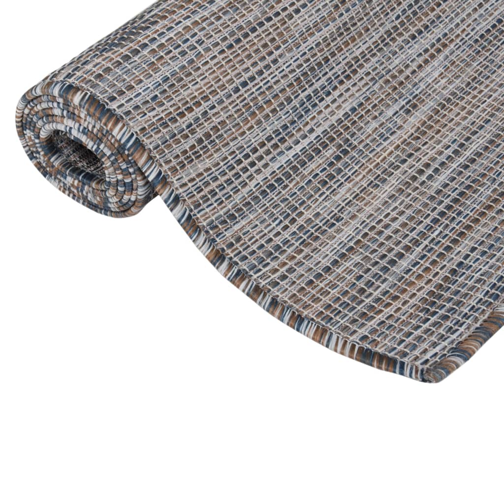 Outdoor carpet flat weave 140x200 cm brown and black