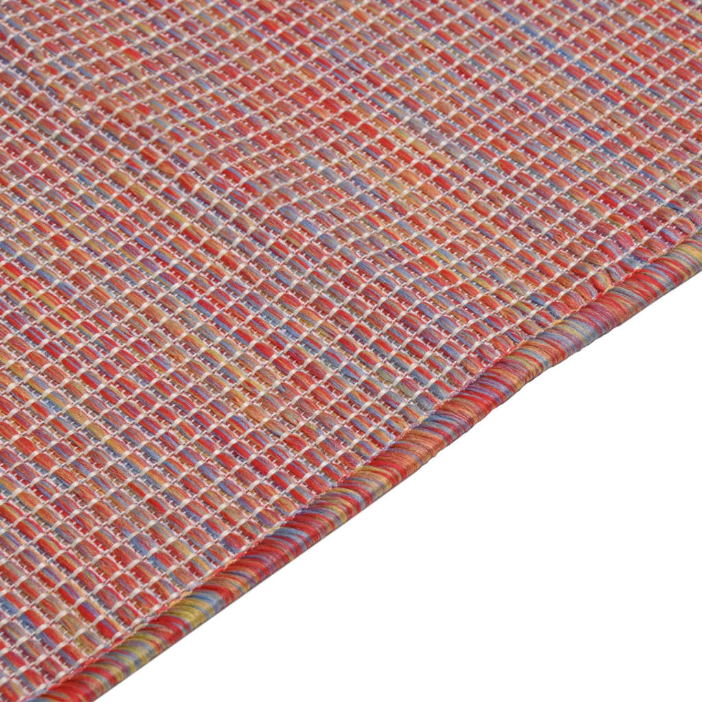 Outdoor carpet flat weave 100x200 cm red