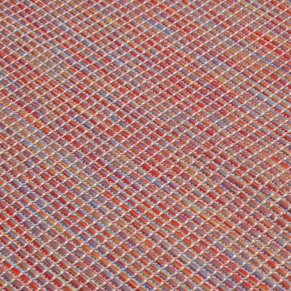 Outdoor carpet flat weave 100x200 cm red