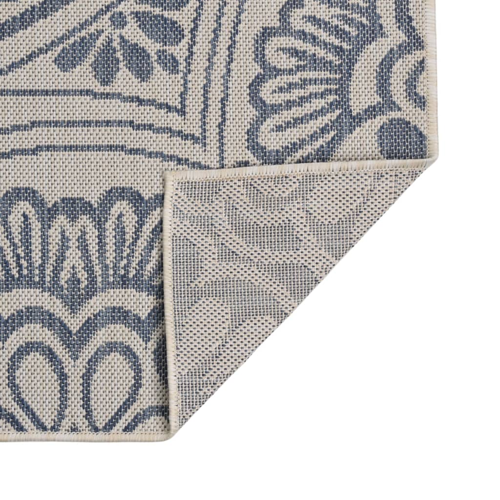 Outdoor rug flat weave 80x150 cm blue pattern