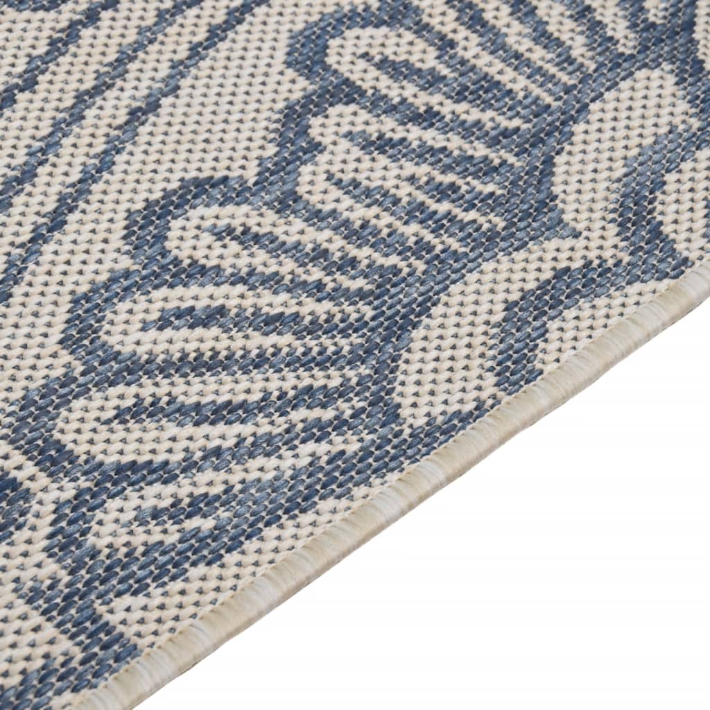 Outdoor-Teppich Flachgewebe 80x150 cm Blaues Muster