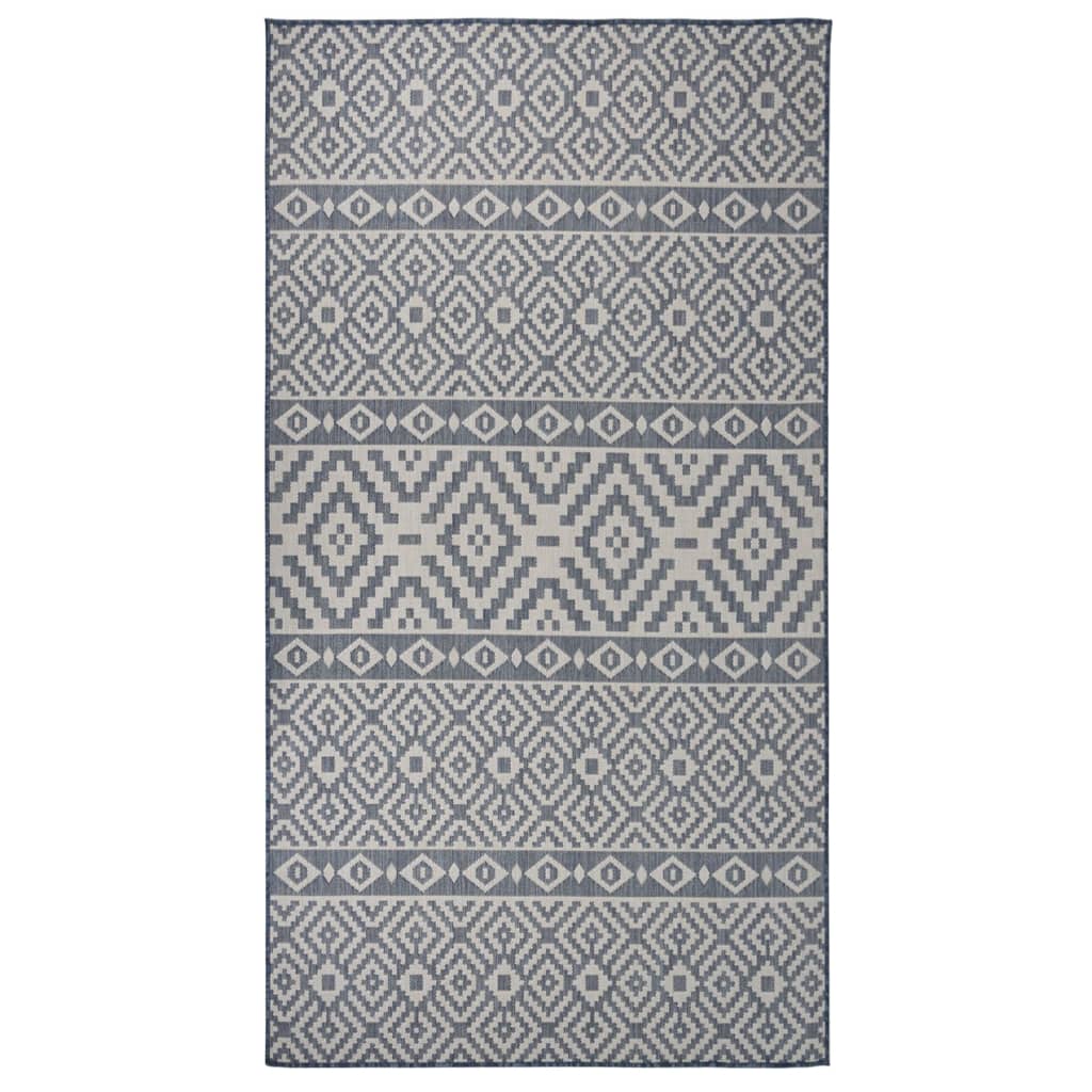 Outdoor rug flat weave 80x150 cm blue stripes