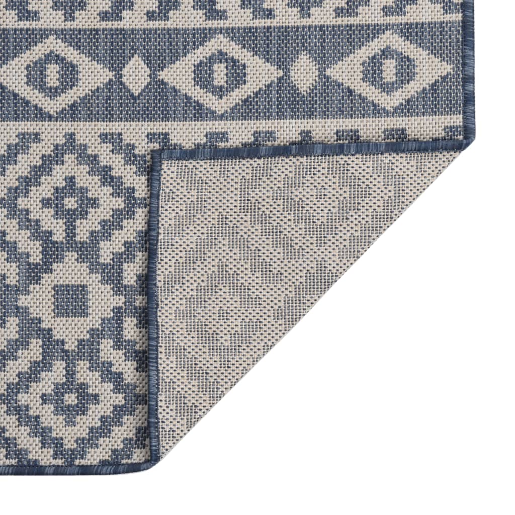 Outdoor rug flat weave 120x170 cm blue stripes