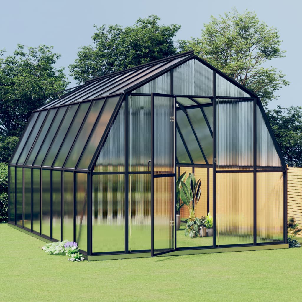 Greenhouse with foundation frame anthracite 12.63 m² aluminum