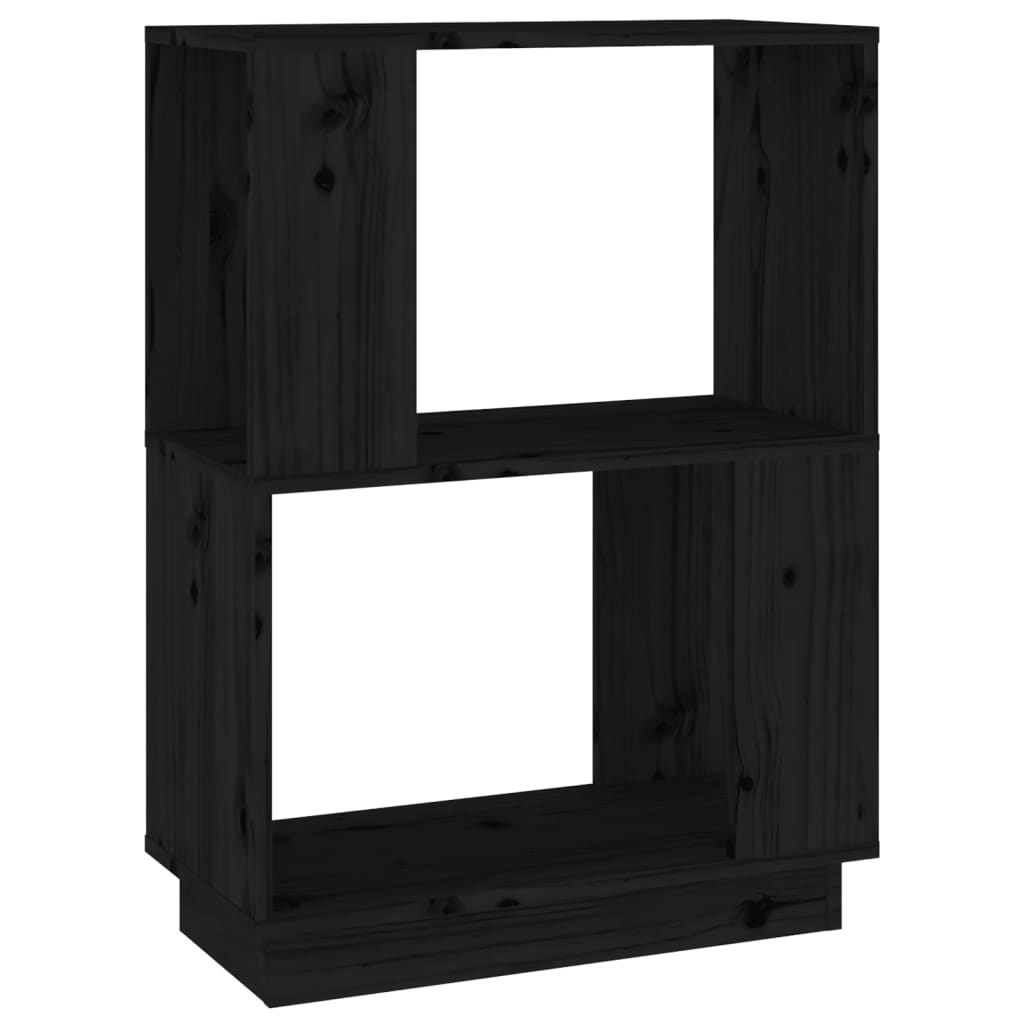 Bookcase/room divider black 51x25x70 cm solid pine wood