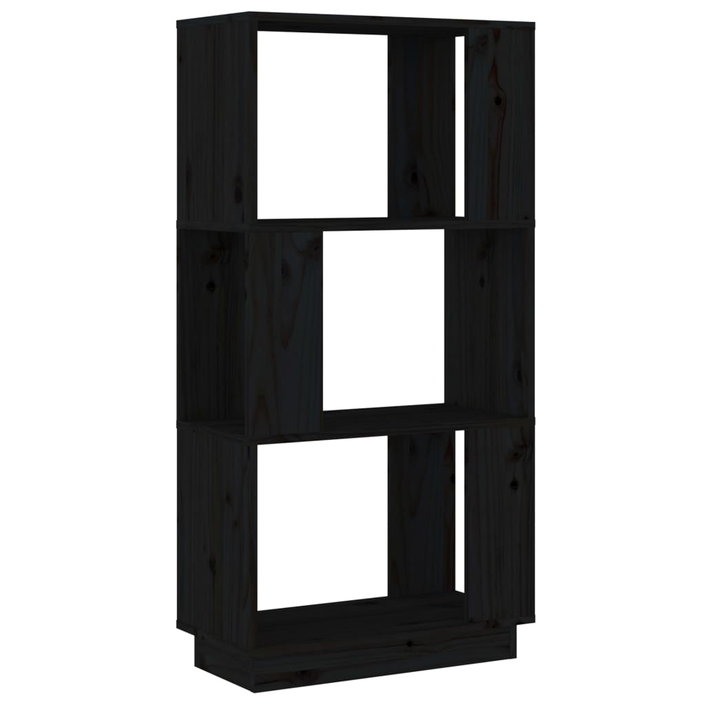 Bookcase/room divider black 51x25x101 cm solid pine wood