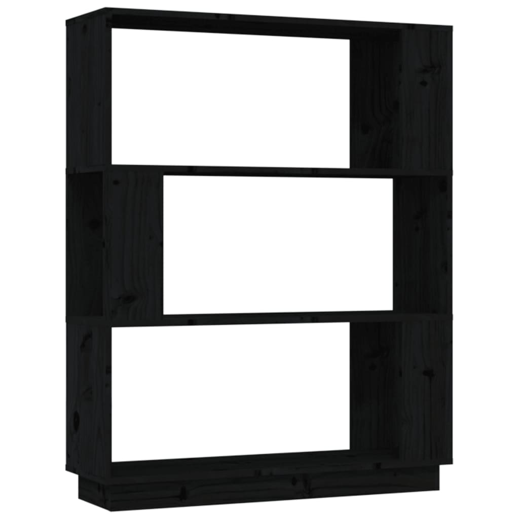 Bookcase/room divider black 80x25x101 cm solid pine wood
