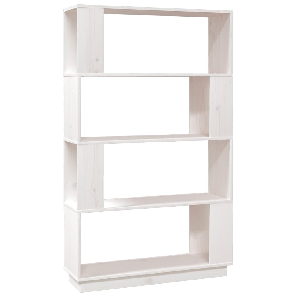 Bookcase/room divider white 80x25x132 cm solid pine wood