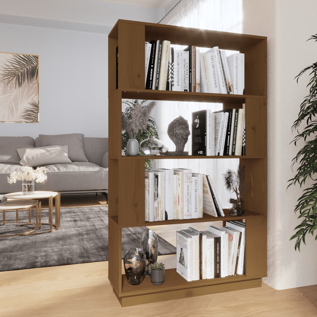 Bookcase/room divider honey brown 80x25x132 cm solid wood