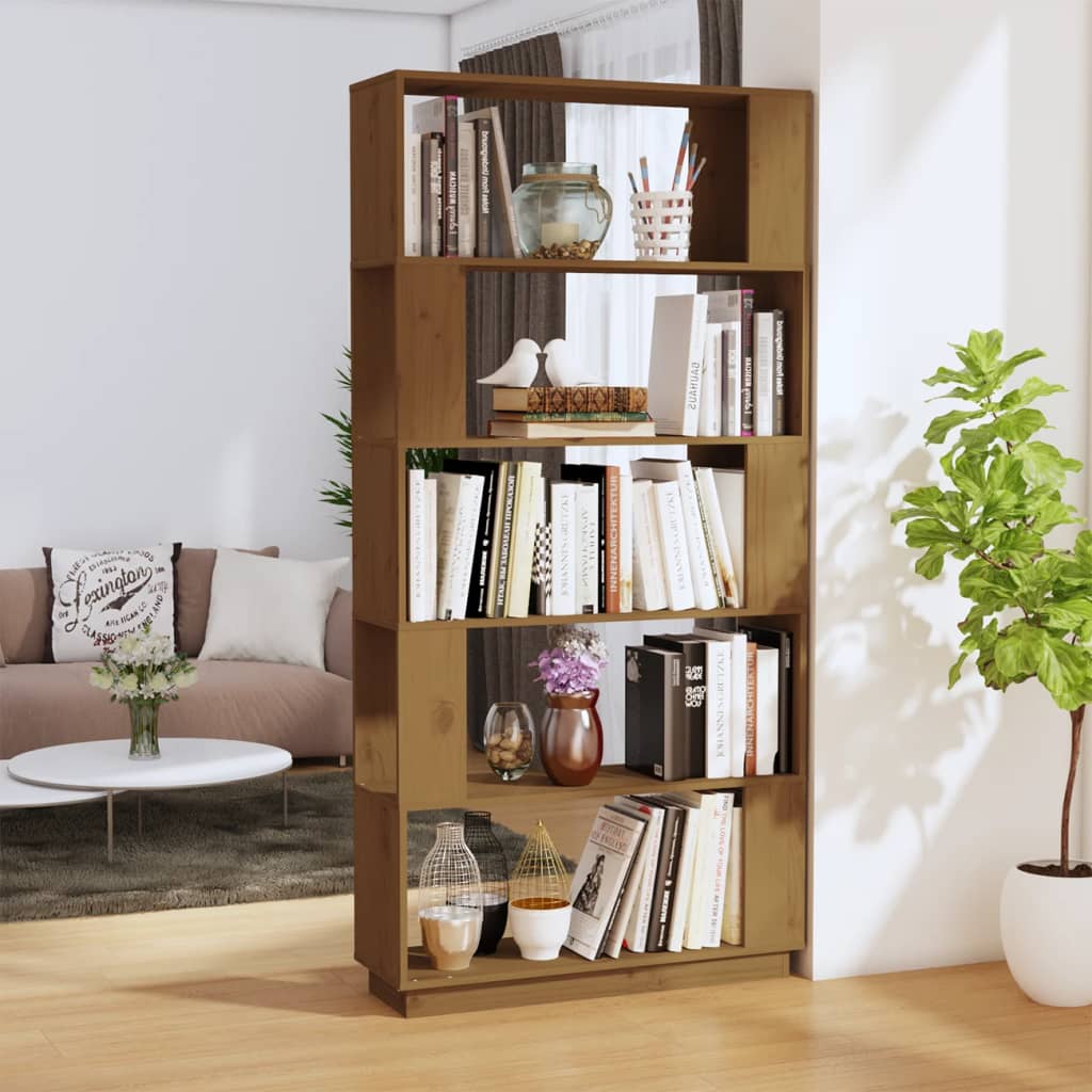 Bookcase/room divider honey brown 80x25x163.5 cm solid wood