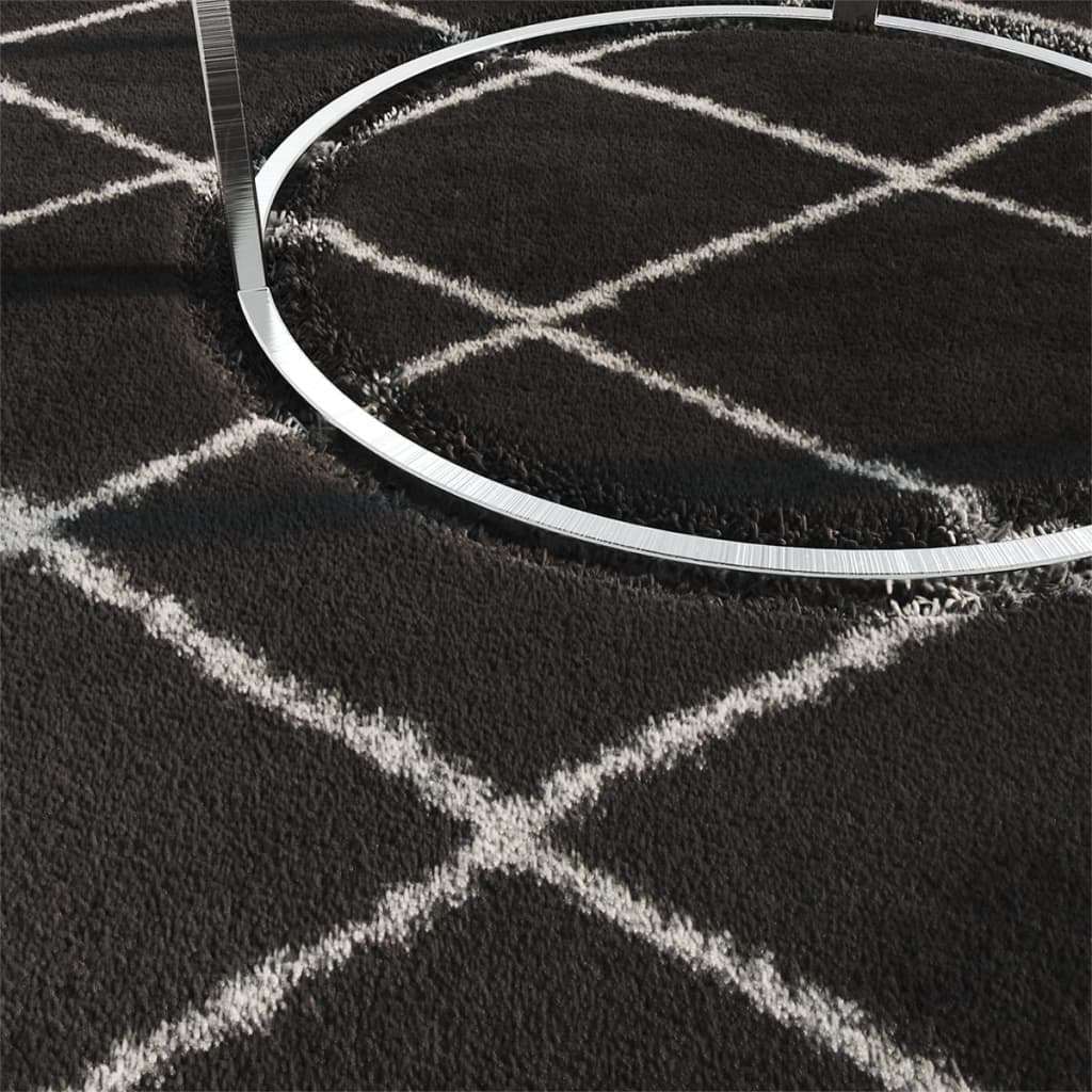 Teppich Shaggy Hochflor Creme und Anthrazit 160x230 cm