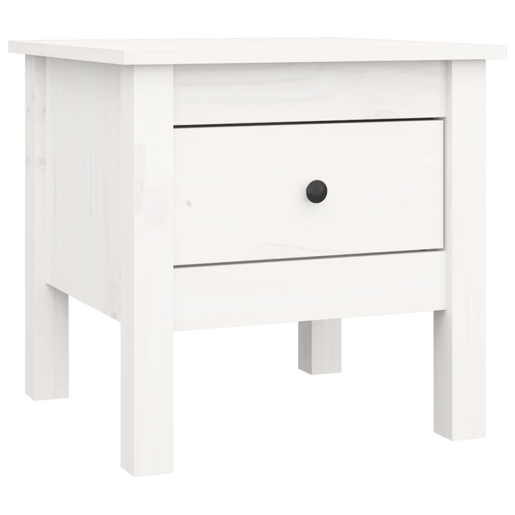 Side table white 40x40x39 cm solid pine wood