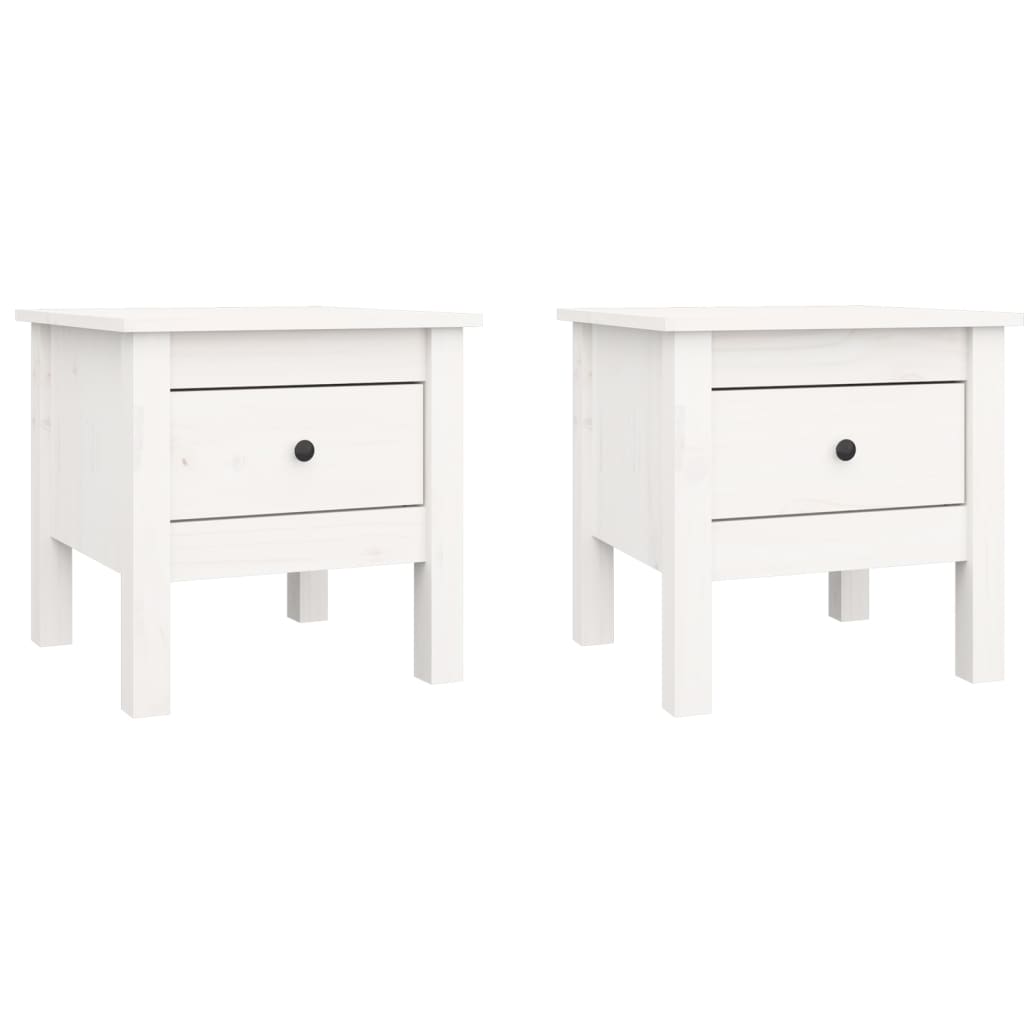 Side tables 2 pcs. White 40x40x39 cm solid pine wood