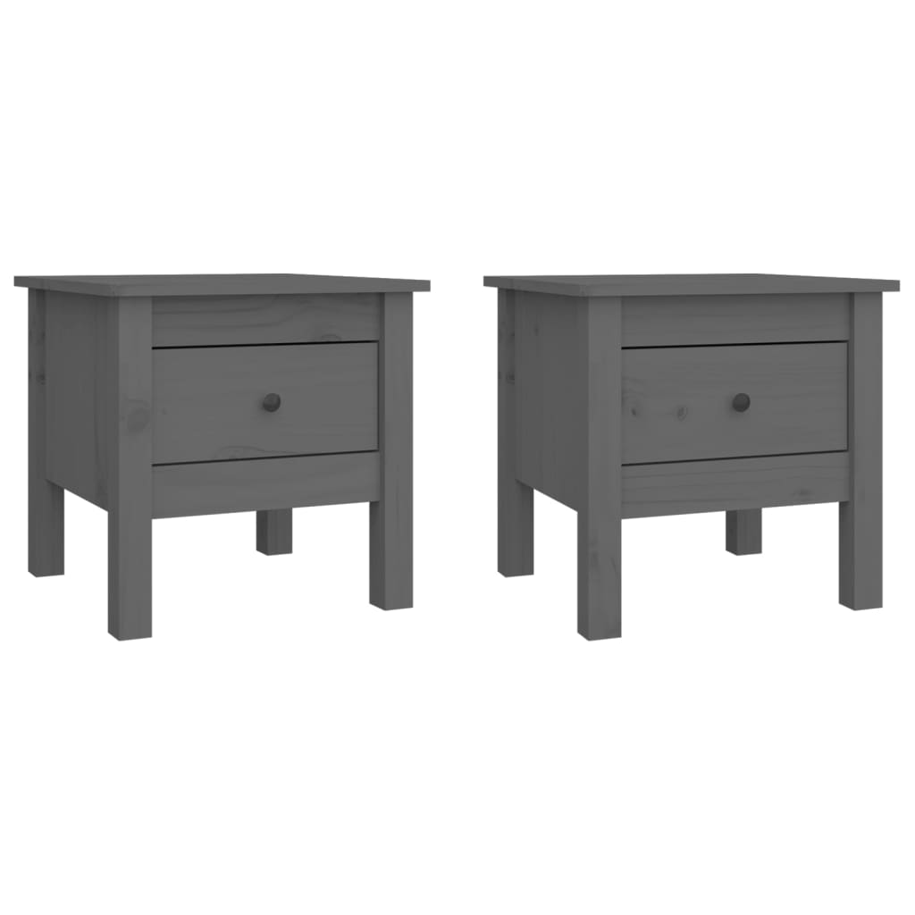 Side tables 2 pcs. Gray 40x40x39 cm solid pine wood