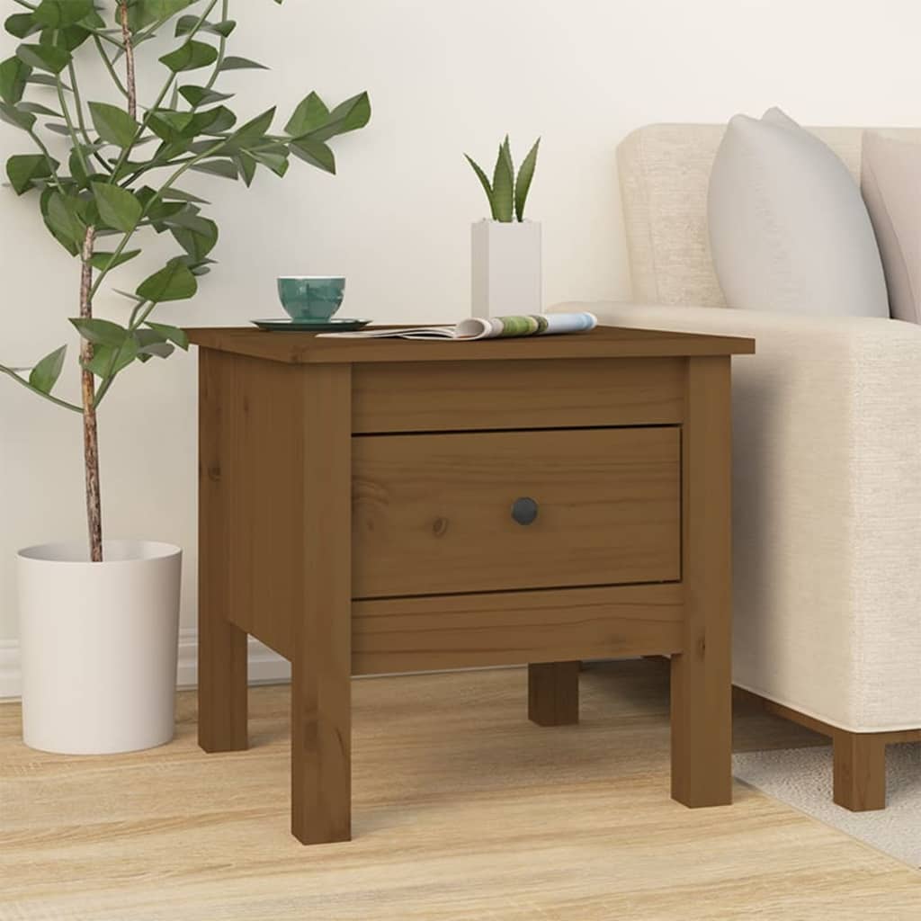 Side table honey brown 40x40x39 cm solid pine wood