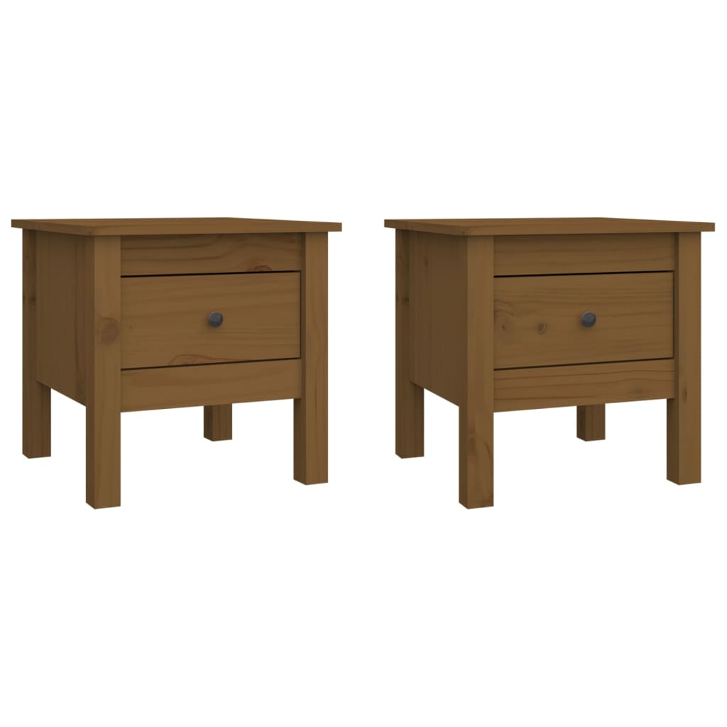 Side tables 2 pcs. honey brown 40x40x39 cm solid pine wood