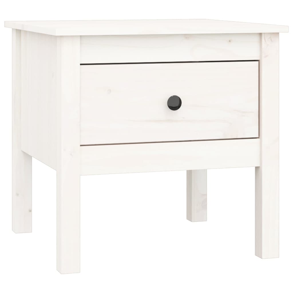 Side table white 50x50x49 cm solid pine wood
