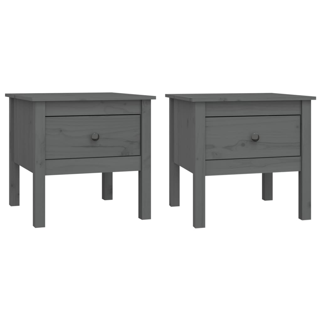 Side tables 2 pcs. Gray 50x50x49 cm solid pine wood