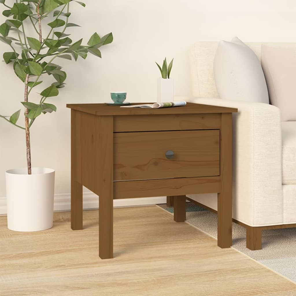 Side table honey brown 50x50x49 cm solid pine wood