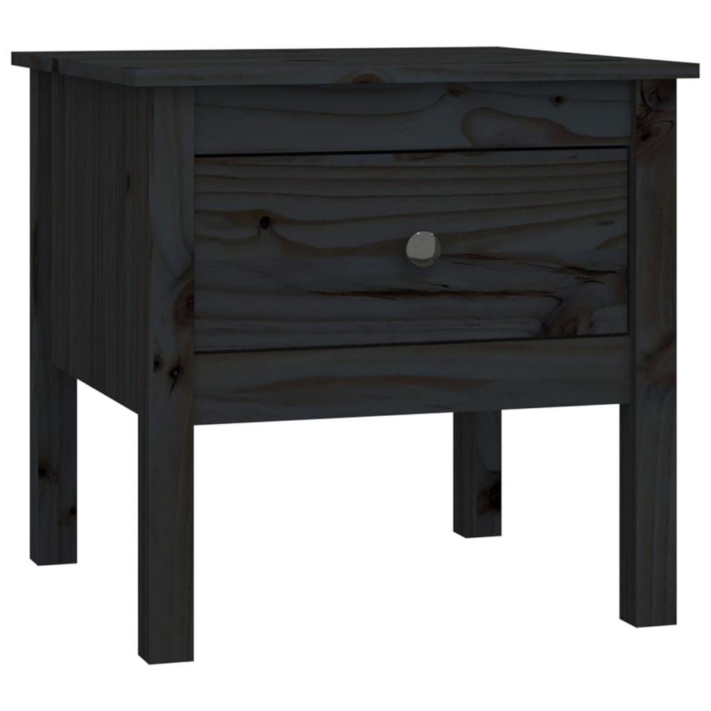 Side table black 50x50x49 cm solid pine wood
