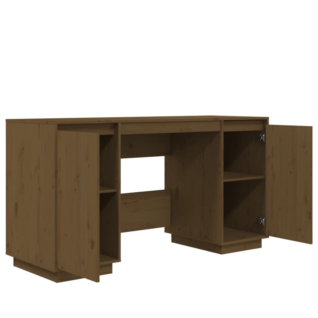 Desk honey brown 140x50x75 cm solid pine wood